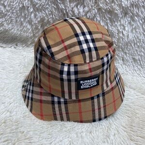 Burberry Beige and Black Plaid Bucket Hat